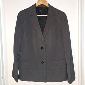Anne Klein AK Jacket Dark Gray/Black Business Stretch Blazer Sz 14